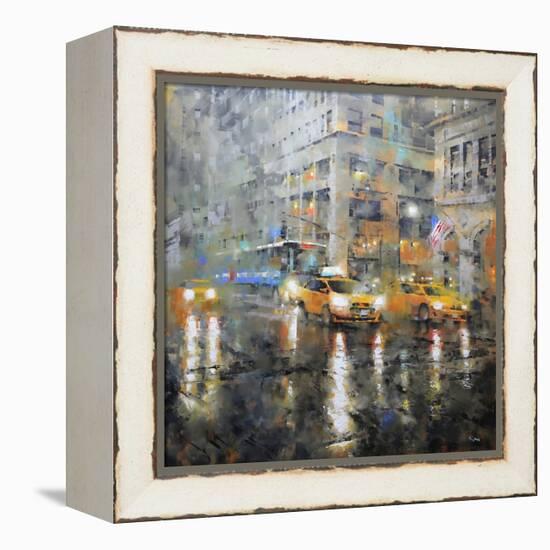 Manhattan Orange Rain-Mark Lague-Framed Stretched Canvas