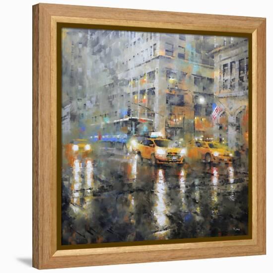 Manhattan Orange Rain-Mark Lague-Framed Stretched Canvas