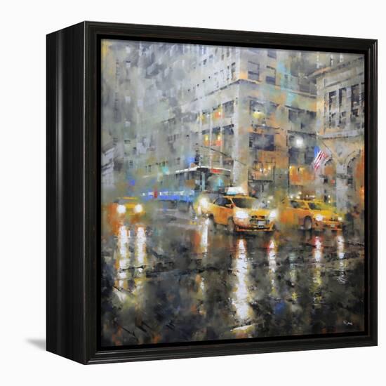 Manhattan Orange Rain-Mark Lague-Framed Stretched Canvas