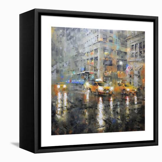Manhattan Orange Rain-Mark Lague-Framed Stretched Canvas