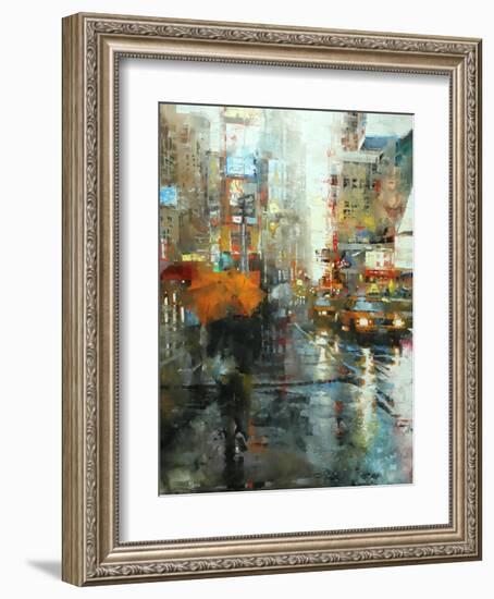 Manhattan Orange Umbrella-Mark Lague-Framed Art Print