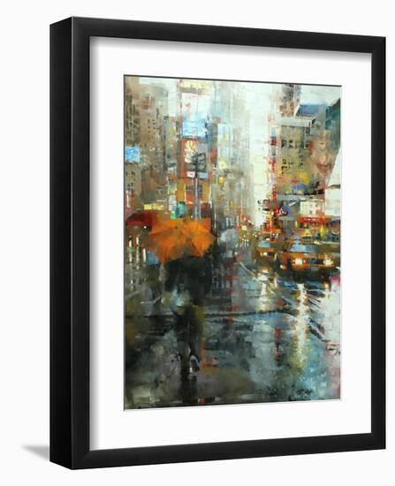 Manhattan Orange Umbrella-Mark Lague-Framed Art Print