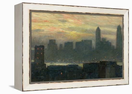 Manhattan's Misty Sunset, 1911-Childe Hassam-Framed Premier Image Canvas