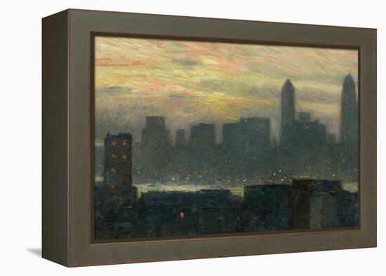 Manhattan's Misty Sunset, 1911-Childe Hassam-Framed Premier Image Canvas