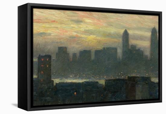 Manhattan's Misty Sunset, 1911-Childe Hassam-Framed Premier Image Canvas