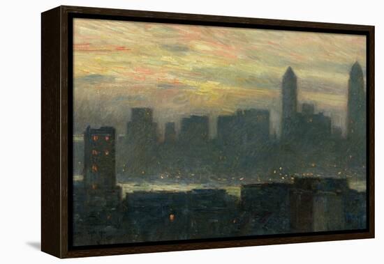 Manhattan's Misty Sunset, 1911-Childe Hassam-Framed Premier Image Canvas