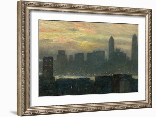 Manhattan's Misty Sunset, 1911-Childe Hassam-Framed Giclee Print