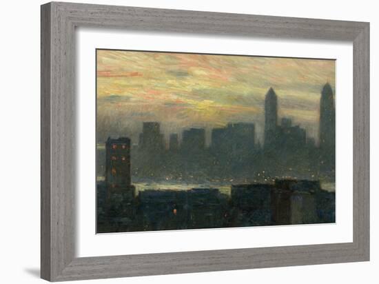 Manhattan's Misty Sunset, 1911-Childe Hassam-Framed Giclee Print