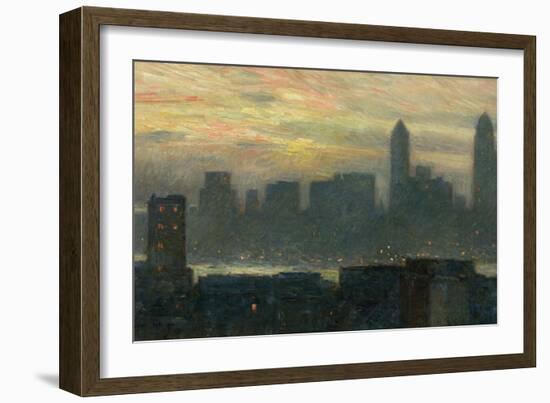 Manhattan's Misty Sunset, 1911-Childe Hassam-Framed Giclee Print