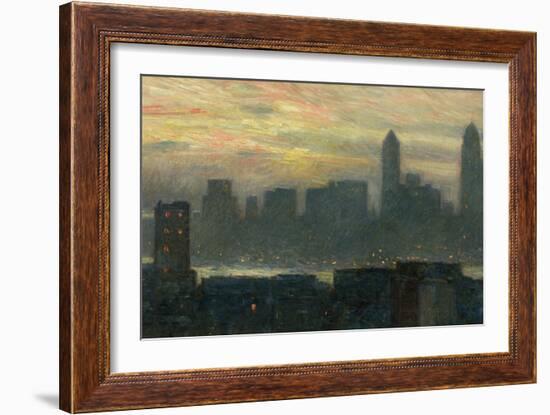 Manhattan's Misty Sunset, 1911-Childe Hassam-Framed Giclee Print