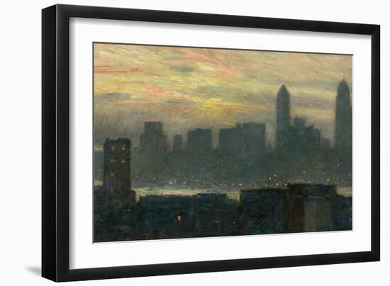 Manhattan's Misty Sunset, 1911-Childe Hassam-Framed Giclee Print