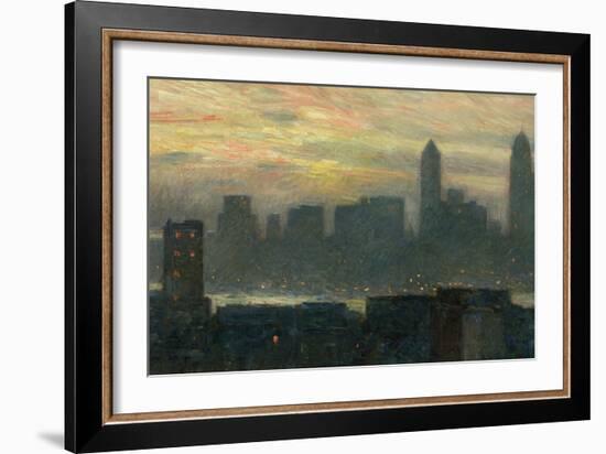 Manhattan's Misty Sunset, 1911-Childe Hassam-Framed Giclee Print