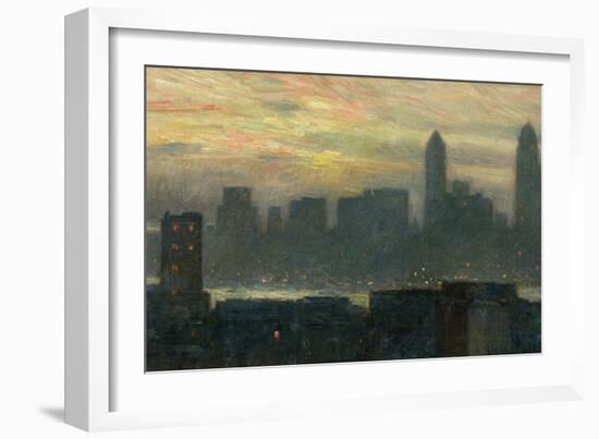 Manhattan's Misty Sunset, 1911-Childe Hassam-Framed Giclee Print