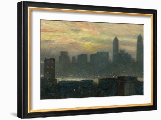 Manhattan's Misty Sunset, 1911-Childe Hassam-Framed Giclee Print