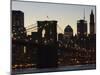 Manhattan Skyline and Brooklyn Bridge at Dusk, New York City, New York, USA-Amanda Hall-Mounted Photographic Print