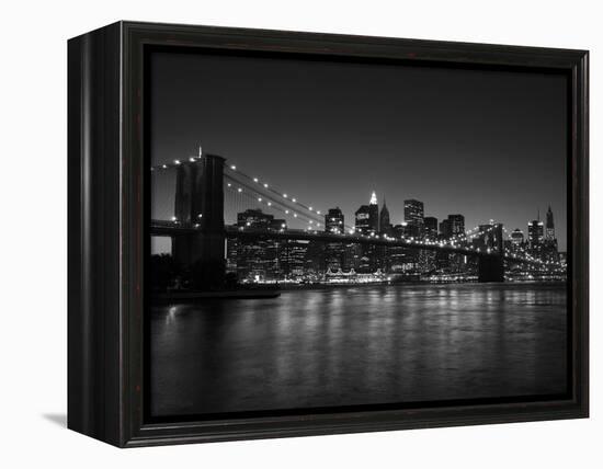 Manhattan Skyline and Brooklyn Bridge at Dusk, New York City, New York, USA-Amanda Hall-Framed Premier Image Canvas