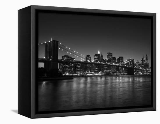 Manhattan Skyline and Brooklyn Bridge at Dusk, New York City, New York, USA-Amanda Hall-Framed Premier Image Canvas