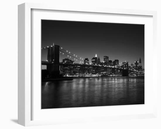 Manhattan Skyline and Brooklyn Bridge at Dusk, New York City, New York, USA-Amanda Hall-Framed Photographic Print