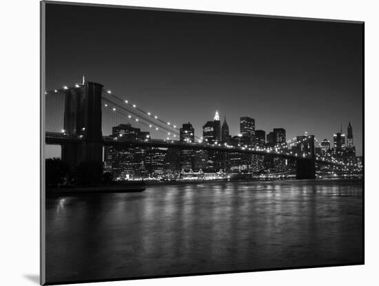 Manhattan Skyline and Brooklyn Bridge at Dusk, New York City, New York, USA-Amanda Hall-Mounted Photographic Print