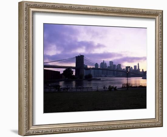 Manhattan Skyline and Brooklyn Bridge, New York, New York State, USA-Yadid Levy-Framed Photographic Print