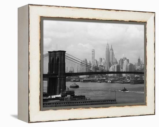 Manhattan Skyline And Brooklyn Bridge-Bettmann-Framed Premier Image Canvas