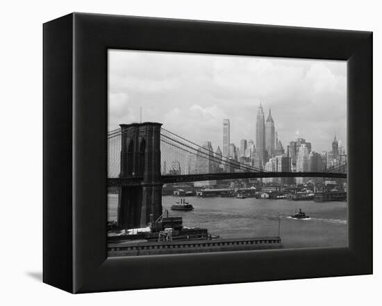 Manhattan Skyline And Brooklyn Bridge-Bettmann-Framed Premier Image Canvas