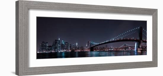 Manhattan Skyline and Brooklyn Bridge-Fabien Bravin-Framed Photographic Print