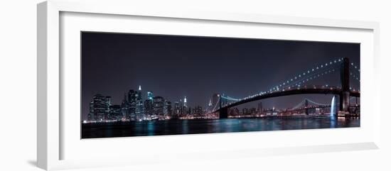 Manhattan Skyline and Brooklyn Bridge-Fabien Bravin-Framed Photographic Print