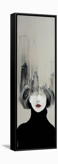 Manhattan Skyline and Young Woman, 2016-Susan Adams-Framed Premier Image Canvas