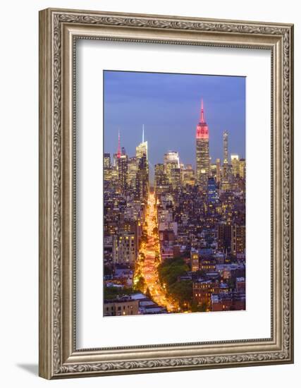 Manhattan skyline at dusk with the Empire State Building, New York City, United States of America, -Fraser Hall-Framed Photographic Print