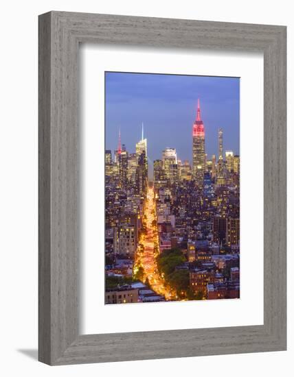 Manhattan skyline at dusk with the Empire State Building, New York City, United States of America, -Fraser Hall-Framed Photographic Print