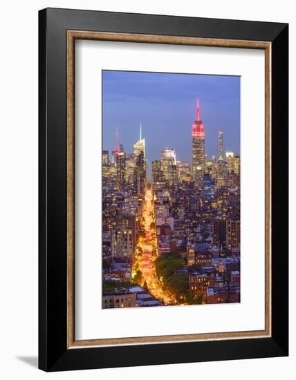 Manhattan skyline at dusk with the Empire State Building, New York City, United States of America, -Fraser Hall-Framed Photographic Print