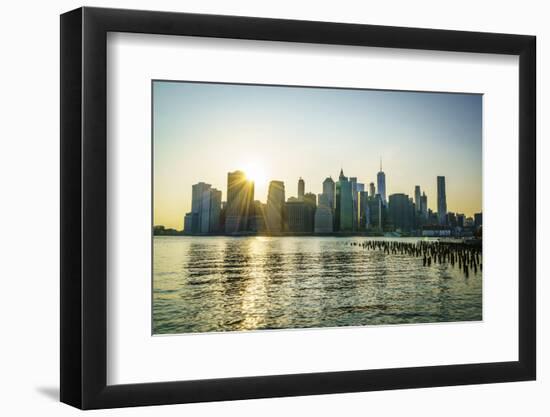 Manhattan skyline at sunset, New York City, United States of America, North America-Fraser Hall-Framed Photographic Print