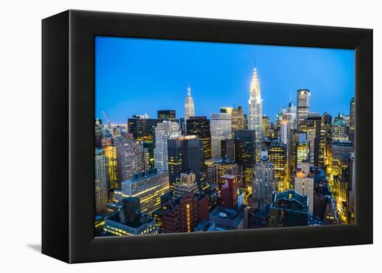 Manhattan skyline, Empire State Building and Chrysler Building, New York City, United States of Ame-Fraser Hall-Framed Premier Image Canvas