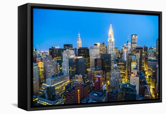 Manhattan skyline, Empire State Building and Chrysler Building, New York City, United States of Ame-Fraser Hall-Framed Premier Image Canvas