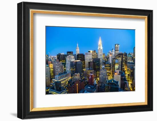 Manhattan skyline, Empire State Building and Chrysler Building, New York City, United States of Ame-Fraser Hall-Framed Photographic Print