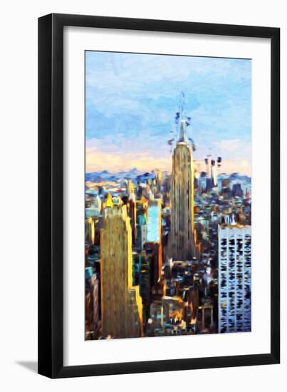 Manhattan Skyline - In the Style of Oil Painting-Philippe Hugonnard-Framed Giclee Print