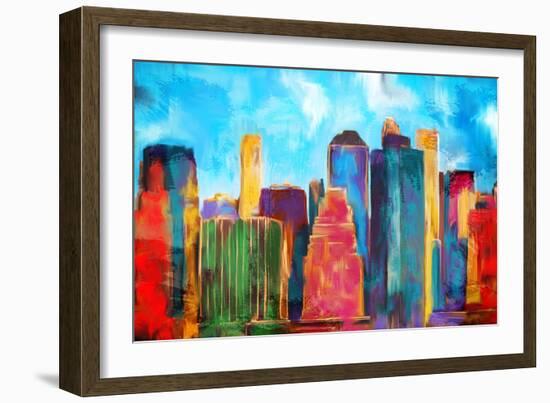 Manhattan Skyline-Kimberly Allen-Framed Art Print