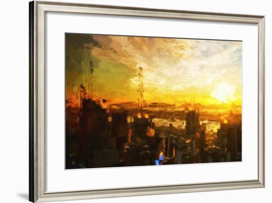 Manhattan Sunset - In the Style of Oil Painting-Philippe Hugonnard-Framed Giclee Print