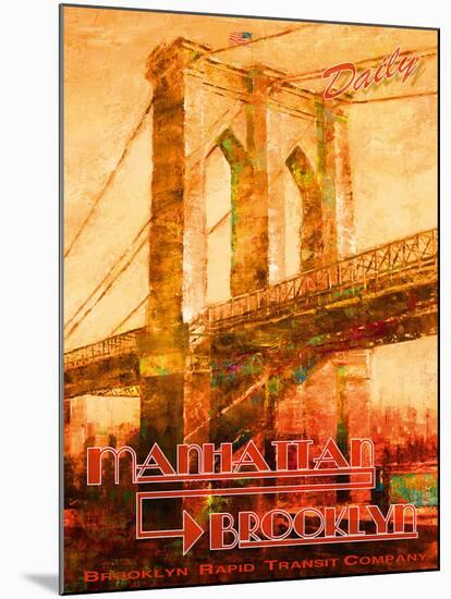 Manhattan to Brooklyn-The Vintage Collection-Mounted Giclee Print