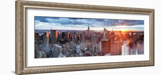 Manhattan View Towards Empire State Building at Sunset from Top of the Rock, at Rockefeller Plaza,-Gavin Hellier-Framed Photographic Print