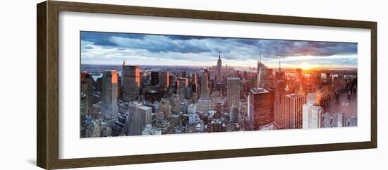 Manhattan View Towards Empire State Building at Sunset from Top of the Rock, at Rockefeller Plaza,-Gavin Hellier-Framed Photographic Print