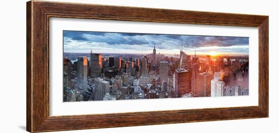 Manhattan View Towards Empire State Building at Sunset from Top of the Rock, at Rockefeller Plaza,-Gavin Hellier-Framed Photographic Print