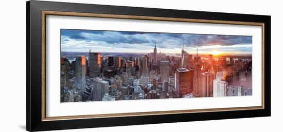 Manhattan View Towards Empire State Building at Sunset from Top of the Rock, at Rockefeller Plaza,-Gavin Hellier-Framed Photographic Print