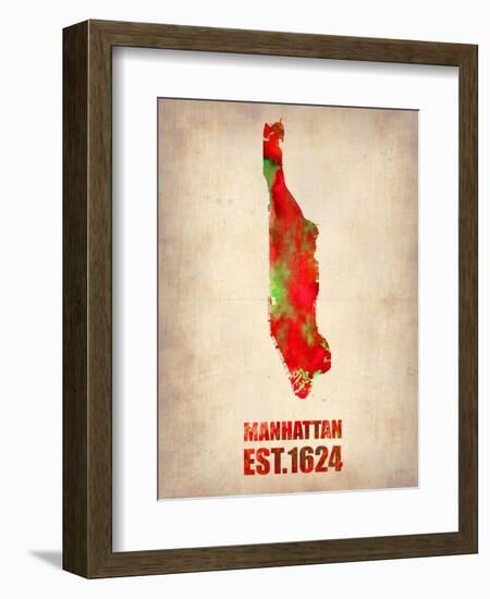 Manhattan Watercolor Map-NaxArt-Framed Art Print