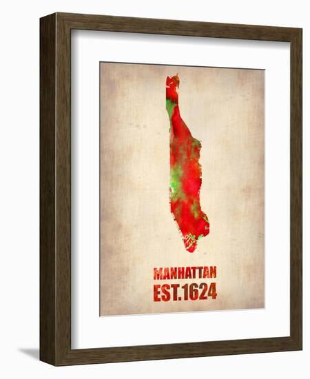 Manhattan Watercolor Map-NaxArt-Framed Art Print