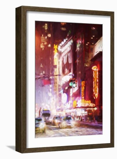 Manhattan Winter Night - In the Style of Oil Painting-Philippe Hugonnard-Framed Giclee Print