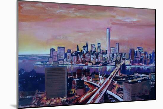 Manhattan with One World Trade Center and Crossing Streets-Markus Bleichner-Mounted Art Print