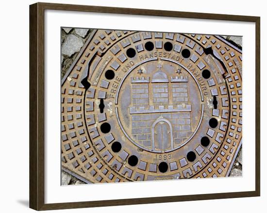 Manhole Cover with Hamburg's Coat of Arms, Hamburg, Germany-Miva Stock-Framed Photographic Print