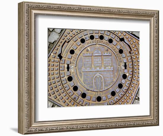 Manhole Cover with Hamburg's Coat of Arms, Hamburg, Germany-Miva Stock-Framed Photographic Print